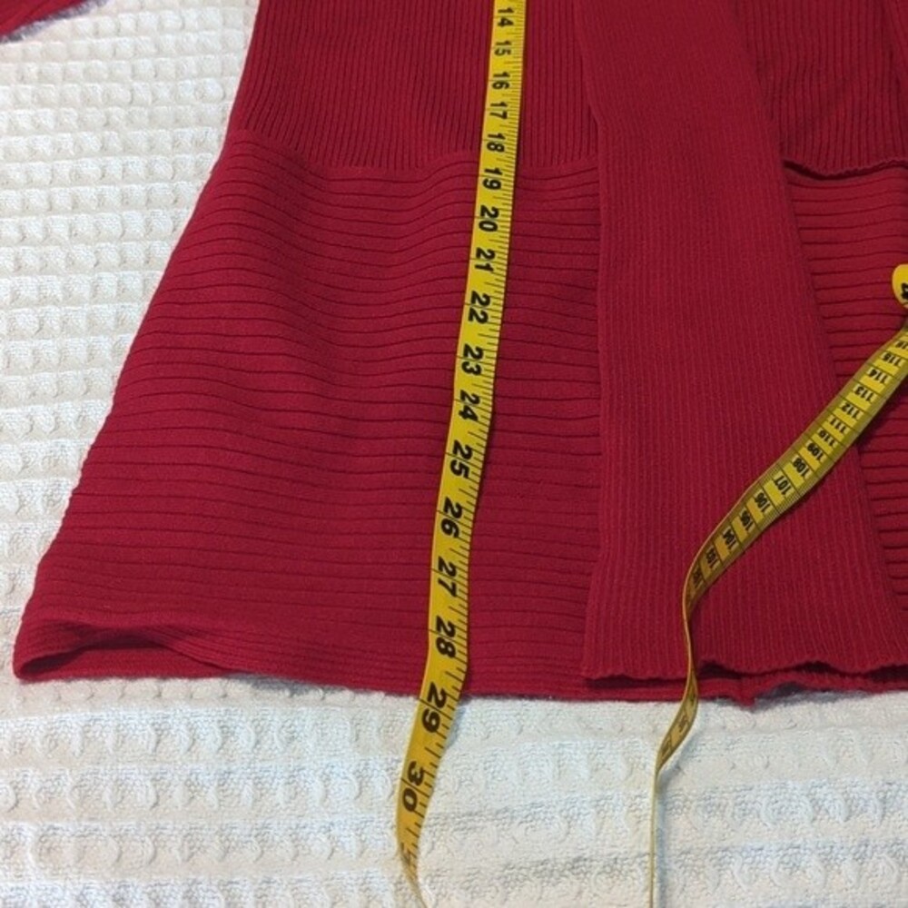 JM Collection Vibrant Red Open Cardigan - Picture 5 of 7
